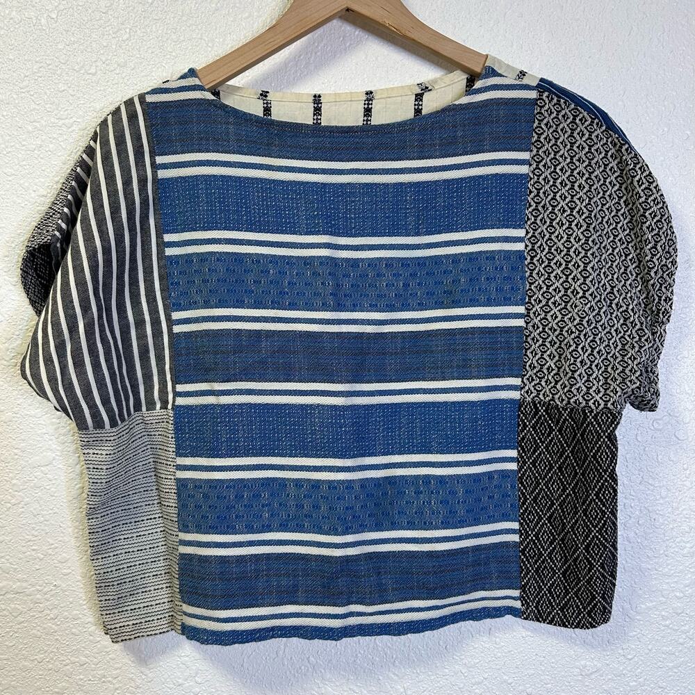 Ace and Jig top, blouse, patchwork, ikat, 100% cotton, Ace & Jig, embroidered